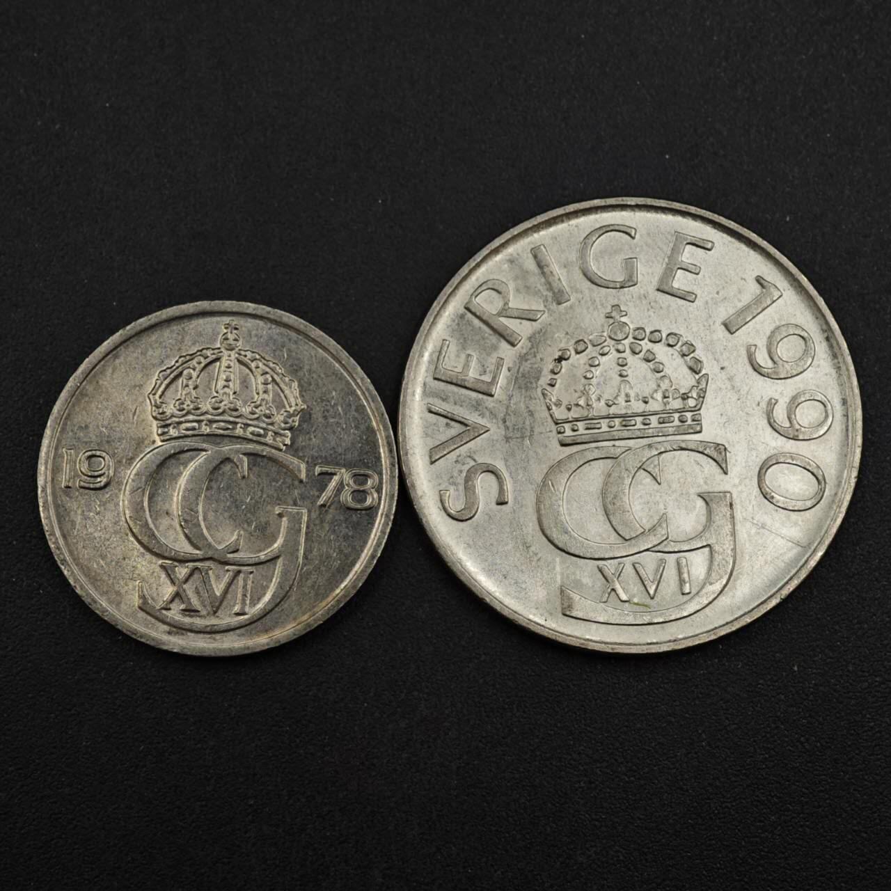 【淘币小摊】实时拍第八百一十八拍   散币小银币场   满百包邮可预留二周 每周一统一发货   瑞典50欧尔5克朗2枚