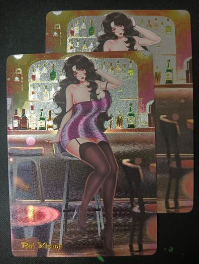 花开卡拍第61期（3月7号周六截拍，品控勿拍!!!拍品不寄存，运费5元（新疆需补运费差价或顺丰到付），自制卡难免瑕疵，可能存在轻微撞角爆边等出厂瑕疵，品控介意勿拍！） - 逍遥文创 动漫同人原创女神 来生泪丝袜版  两渐变 粗闪