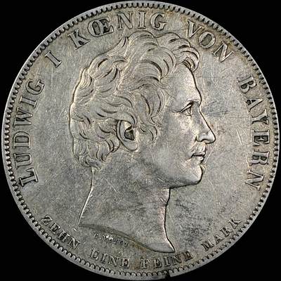 【雨安】【直播拍卖】【世界币章118期-裸币】2025-12-05 周五 19:30 保真 - [裸币德国] Germany 德国 德意志 1泰勒 Bavaria巴伐利亚 Thun.052 KM#0731 (1827) 海关条约 1827年