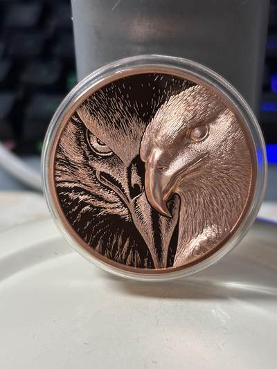 第184期拍卖 - 蒙古2020年系列1雄鹰双面高浮雕50克精制纪念铜币