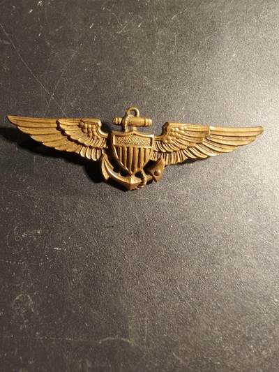 老王徽章第168期 - 美国海军航空兵证章    二战时期横针版    3英寸    带厂标