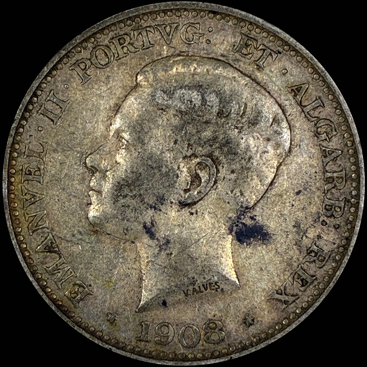 【雨安】【直播拍卖】【世界币章118期-裸币】2025-12-05 周五 19:30 保真 [裸币各国] Portugal 葡萄牙 500瑞斯 1908年 曼努埃尔二世