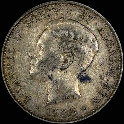 【雨安】【直播拍卖】【世界币章118期-裸币】2025-12-05 周五 19:30 保真 - [裸币各国] Portugal 葡萄牙 500瑞斯 1908年 曼努埃尔二世