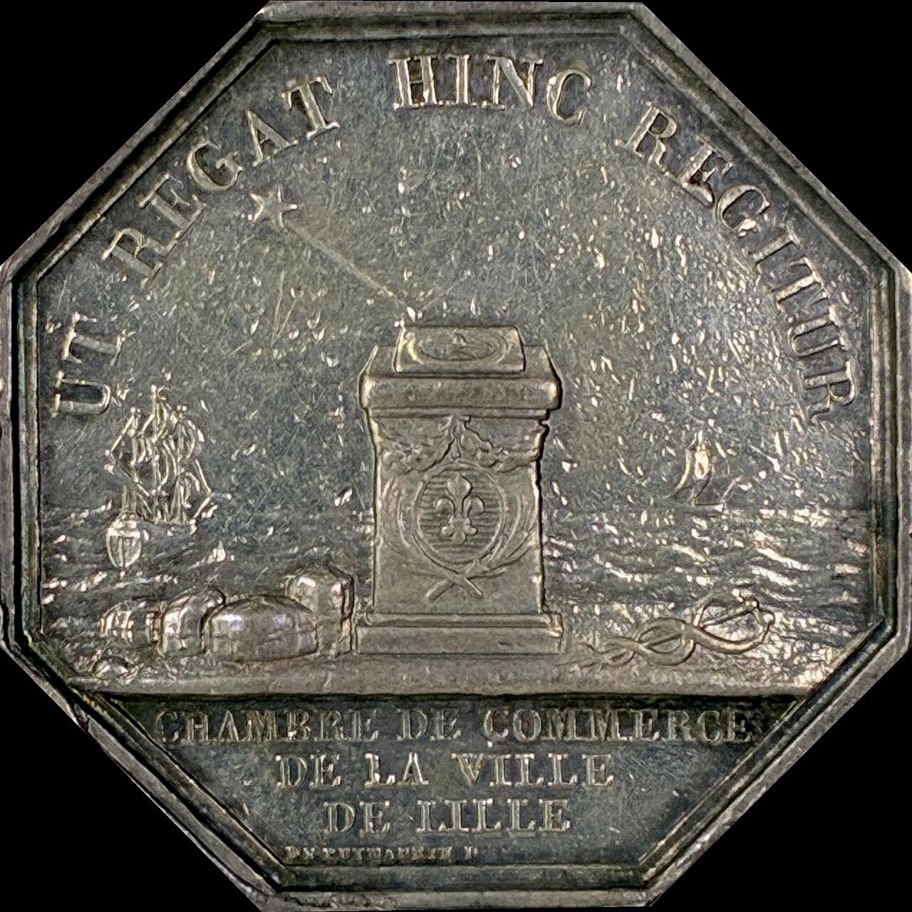 【雨安】【直播拍卖】【世界币章118期-裸币】2025-12-05 周五 19:30 保真 [章] France 章 法国 八角 19世纪 路易十八 里尔市商会 八角银章 13.6克