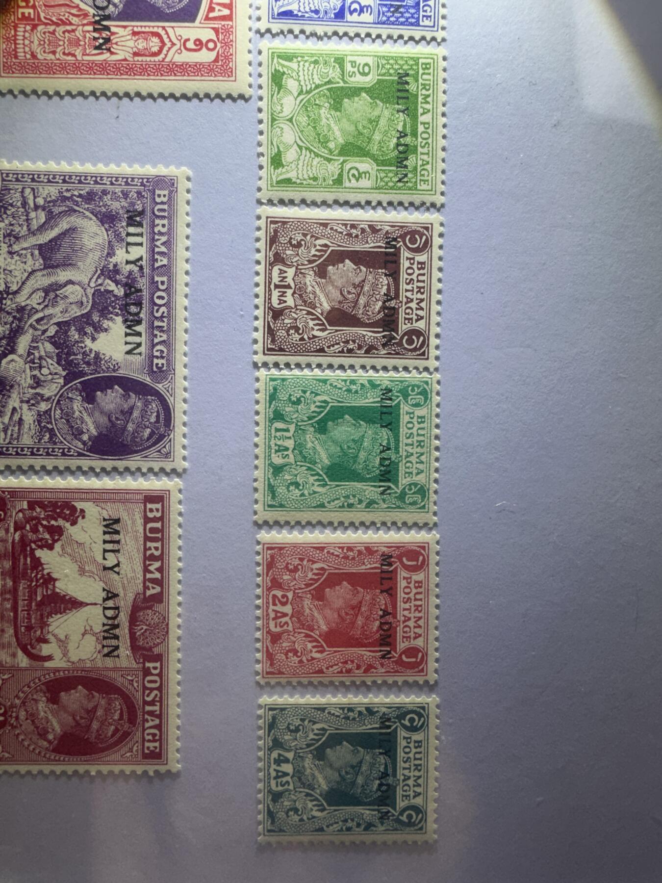 12.6邮票专场 英属缅甸 乔治六世 雕刻板复刻16枚