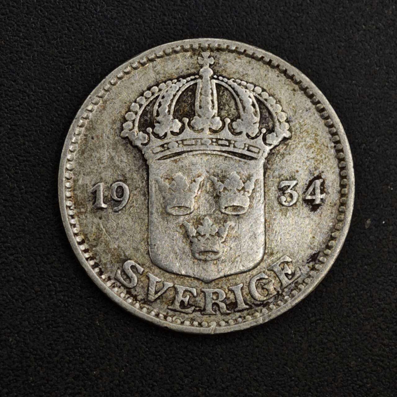 【淘币小摊】实时拍第八百一十八拍   散币小银币场   满百包邮可预留二周 每周一统一发货   瑞典1934年25欧尔银币