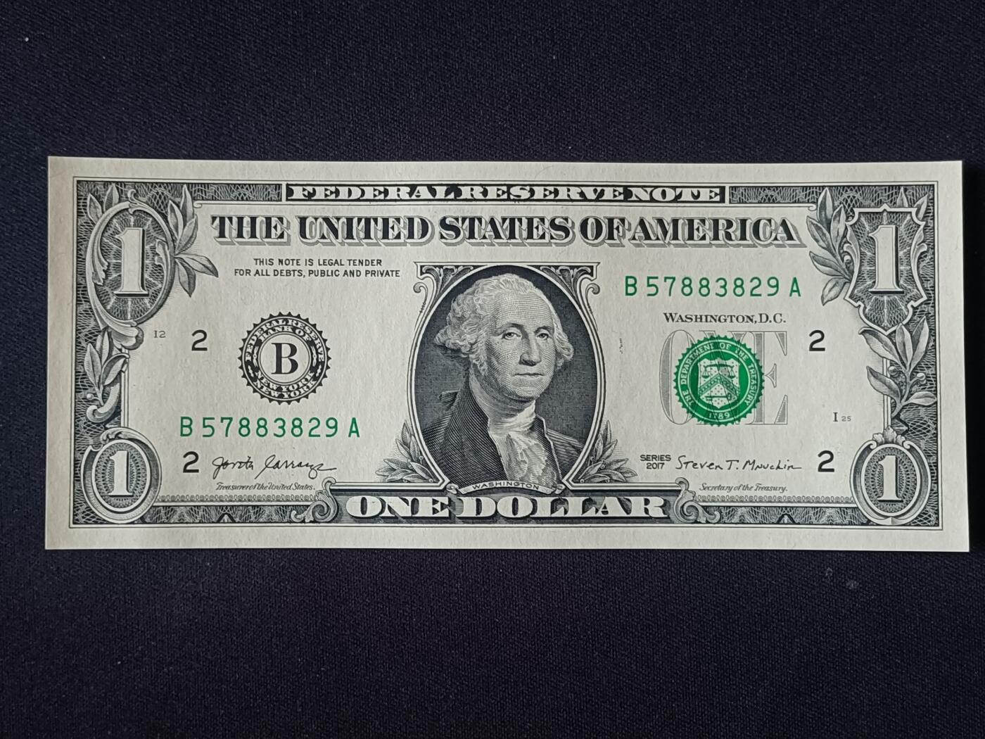 【游宝拍卖】乙巳蛇年92期 第四季首拍场  美国-1美元【SERIES-2017 B2纽约 全新UNC】