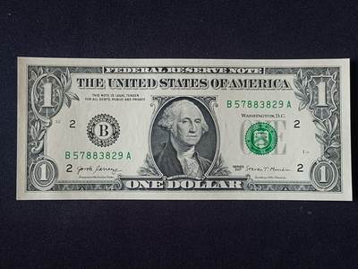 【游宝拍卖】乙巳蛇年92期 第四季首拍场  - 美国-1美元【SERIES-2017 B2纽约 全新UNC】