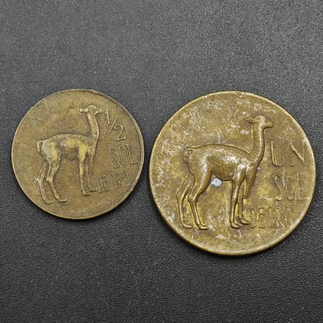 【淘币小摊】实时拍第八百一十八拍   散币小银币场   满百包邮可预留二周 每周一统一发货   秘鲁1/2-1索尔羊驼铜币2枚