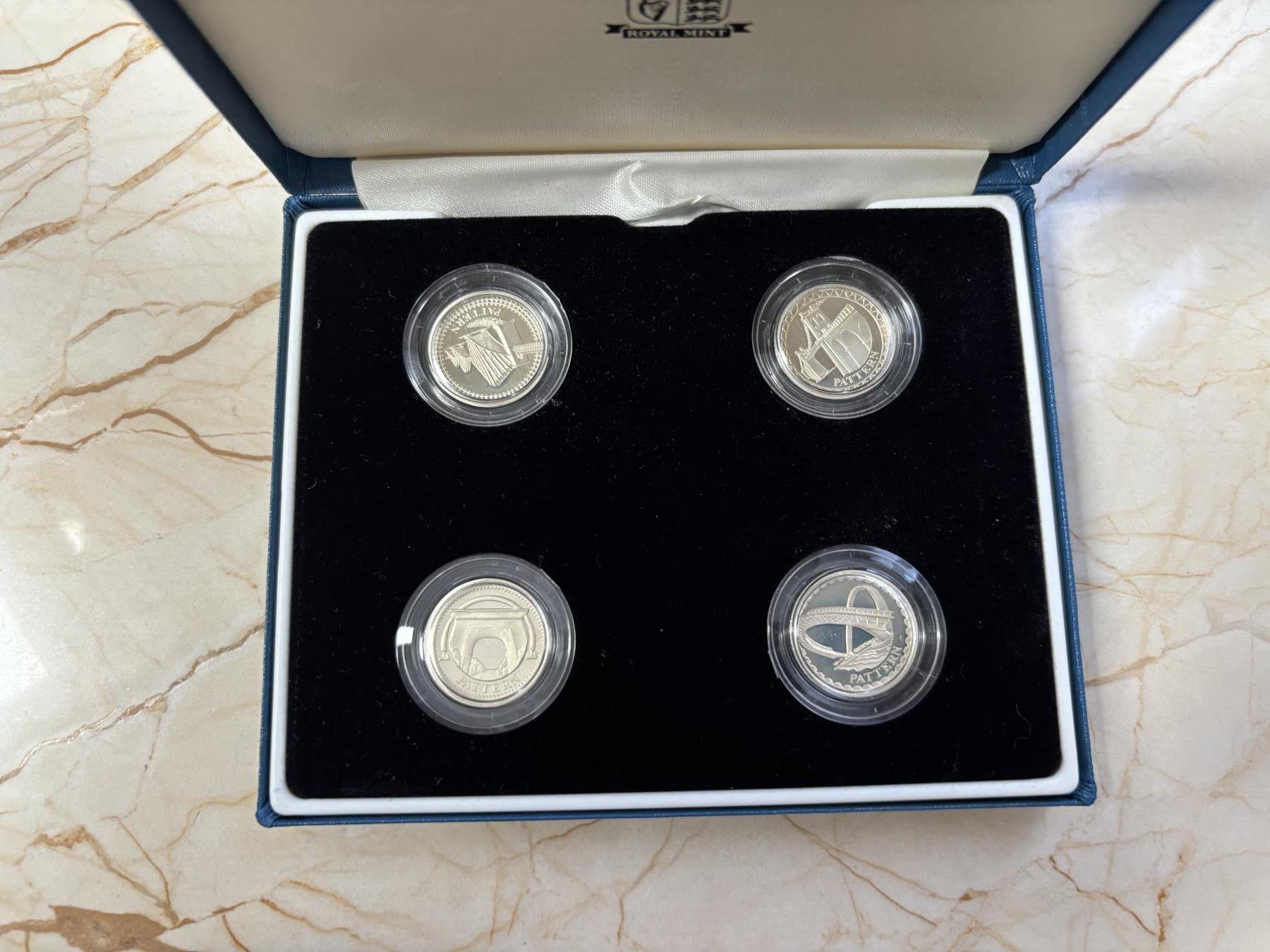 第184期拍卖 英国2003年桥梁系列1英镑精制纪念银币4枚全套，925银，9.5克*4，发行7500套，有氧化