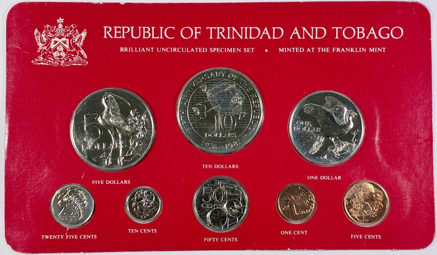 【雨安】【直播拍卖】【世界币章118期-裸币】2025-12-05 周五 19:30 保真 [现代套币] Trinidad and Tobago 特立尼达和多巴哥 套币 1981年