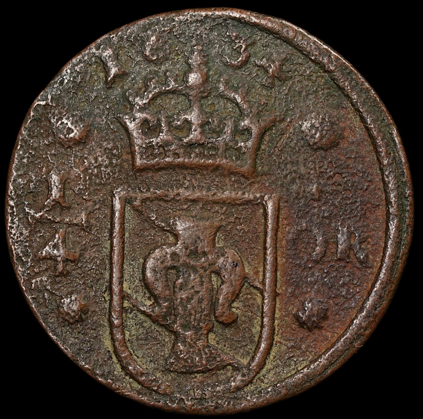 修遠堂世界钱币第九十六期 1634年瑞典1/4欧尔 带藏家手写标签 8.99g