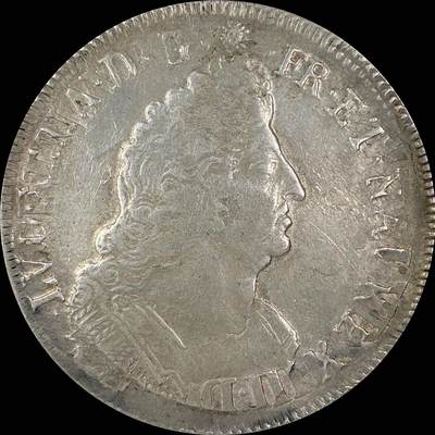 【雨安】【直播拍卖】【世界币章118期-裸币】2025-12-05 周五 19:30 保真 - [裸币法国] France 法国 1埃居 KM#0298 (1693-1701) 路易十四 皇冠圆形纹章棕榈枝 1695年 带欧洲老藏家标签