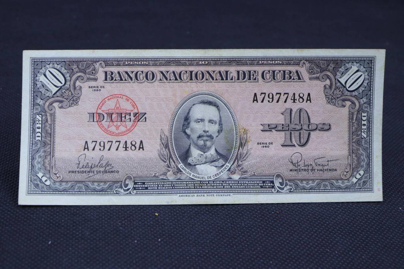 【淘币小摊】限时拍第八百二十一拍  纸币场  满百包邮可预留两周  周一统一发货    古巴1960年10比索纸币
