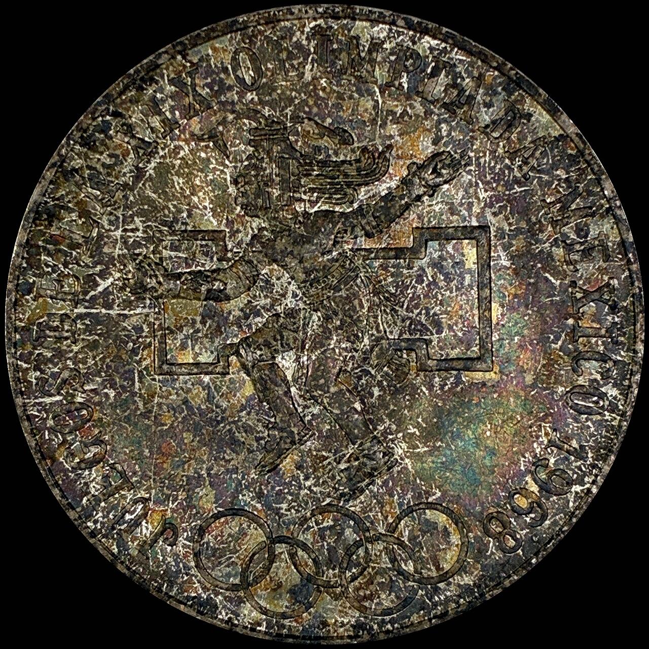 【雨安】【直播拍卖】【世界币章118期-裸币】2025-12-05 周五 19:30 保真 [裸币各国] Mexico 墨西哥 25比索 1968年 奥运会 KM#479.1 [22.50 g., 0.720 Silver]