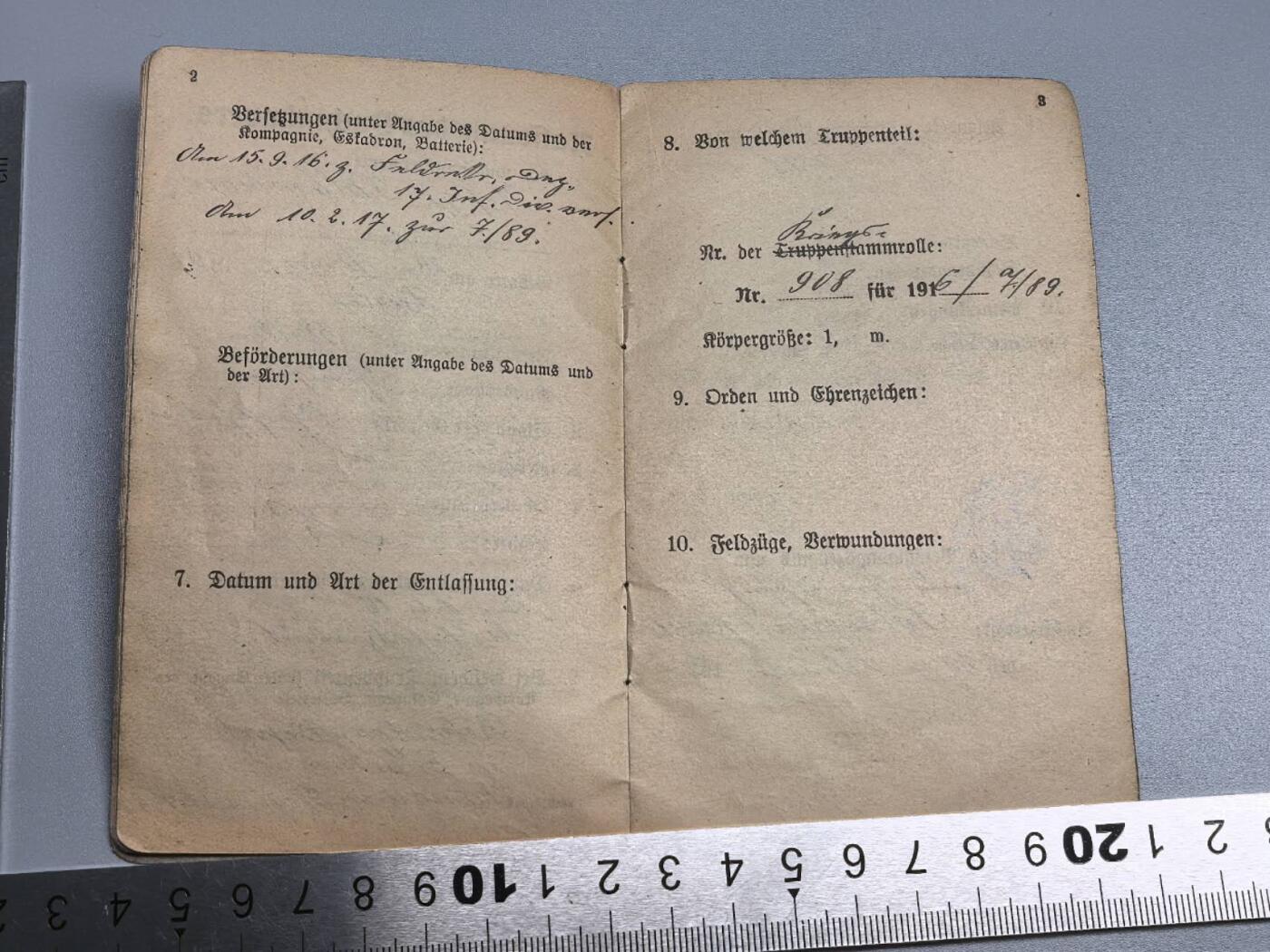 小驴勋章奖章收藏12月06日周六晚六点拍卖（珍爱和平，收藏战争，铭记历史，勿忘国耻，忠党爱国。有偿代拍，送拍规则在简介最后，参拍须阅读规则后再参拍，关系到运费包装发货时效真假辨别等关键信息，拍卖时不再发原图，看大图店主微信码在拍卖店铺介绍里） 一战德国士兵证