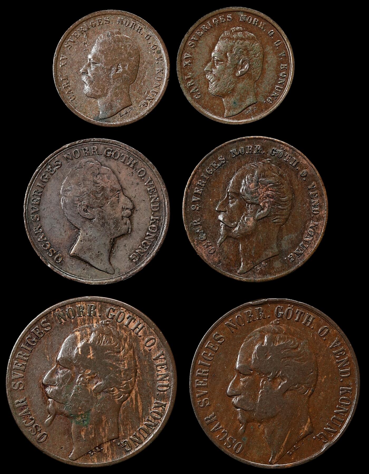 修遠堂世界钱币第九十六期 瑞典旧铜币一组