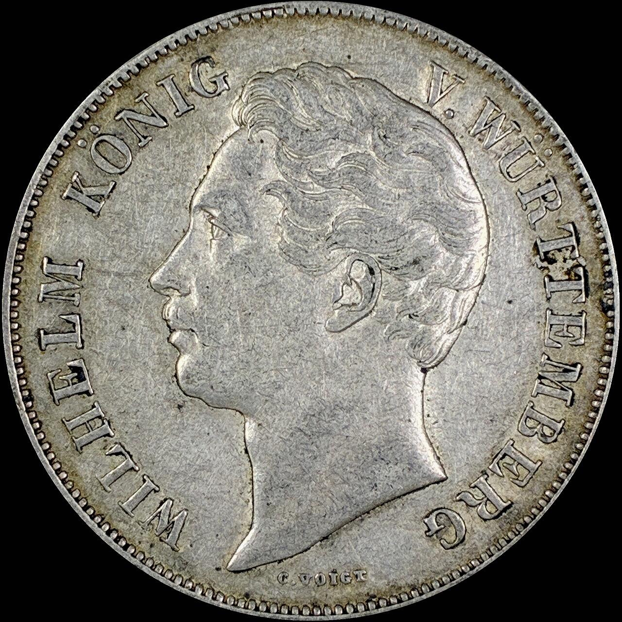 【雨安】【直播拍卖】【世界币章118期-裸币】2025-12-05 周五 19:30 保真 [裸币德国] Germany 德国 德意志 2盾 Wurttemberg符腾堡 Thun.437 KM#0595 (1845-1856) 狮鹿 1847年