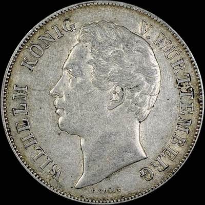 【雨安】【直播拍卖】【世界币章118期-裸币】2025-12-05 周五 19:30 保真 - [裸币德国] Germany 德国 德意志 2盾 Wurttemberg符腾堡 Thun.437 KM#0595 (1845-1856) 狮鹿 1847年