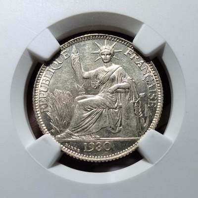 中外钱币第六场 - NGC-MS63法属印支1930年坐洋二角