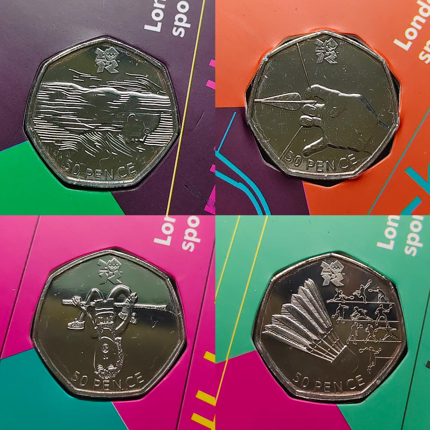 【全场包邮】纯粹捡漏拍483场（免费代拍第20场） 英国2012年50便士伦敦奥运会纪念币官方29枚卡装全套