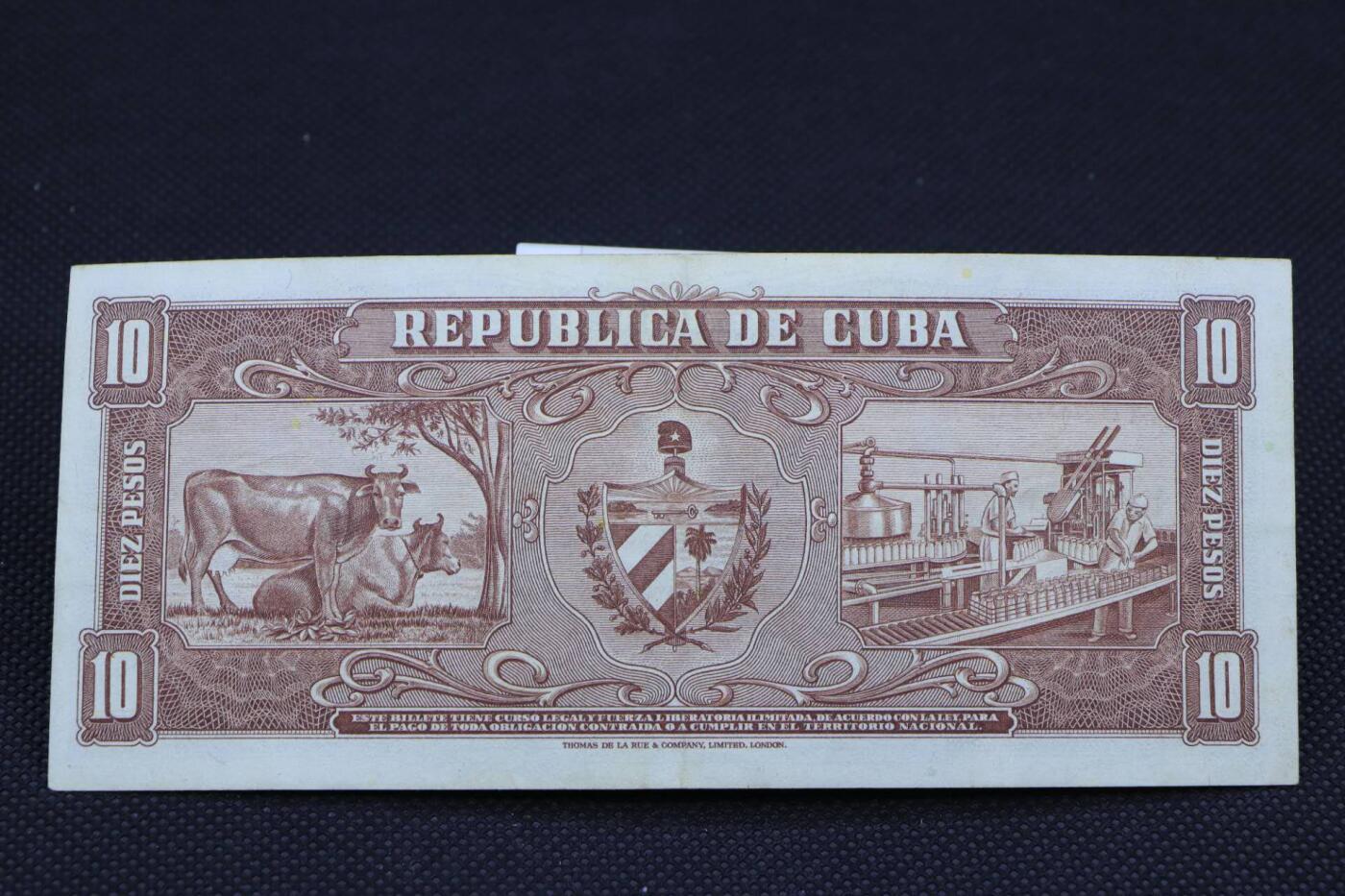 【淘币小摊】限时拍第八百二十一拍  纸币场  满百包邮可预留两周  周一统一发货    古巴1960年10比索纸币【有折】