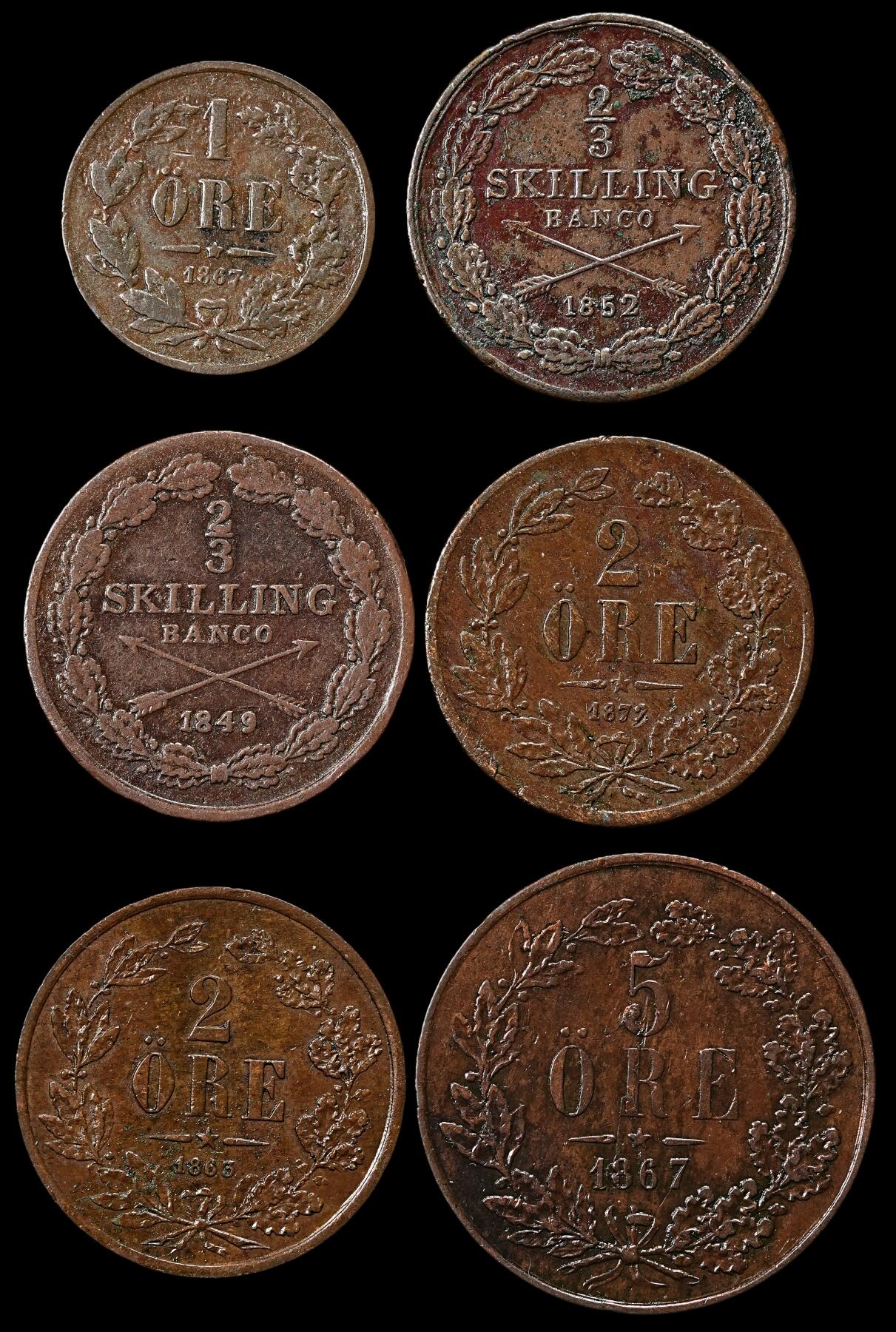 修遠堂世界钱币第九十六期 瑞典旧铜币一组