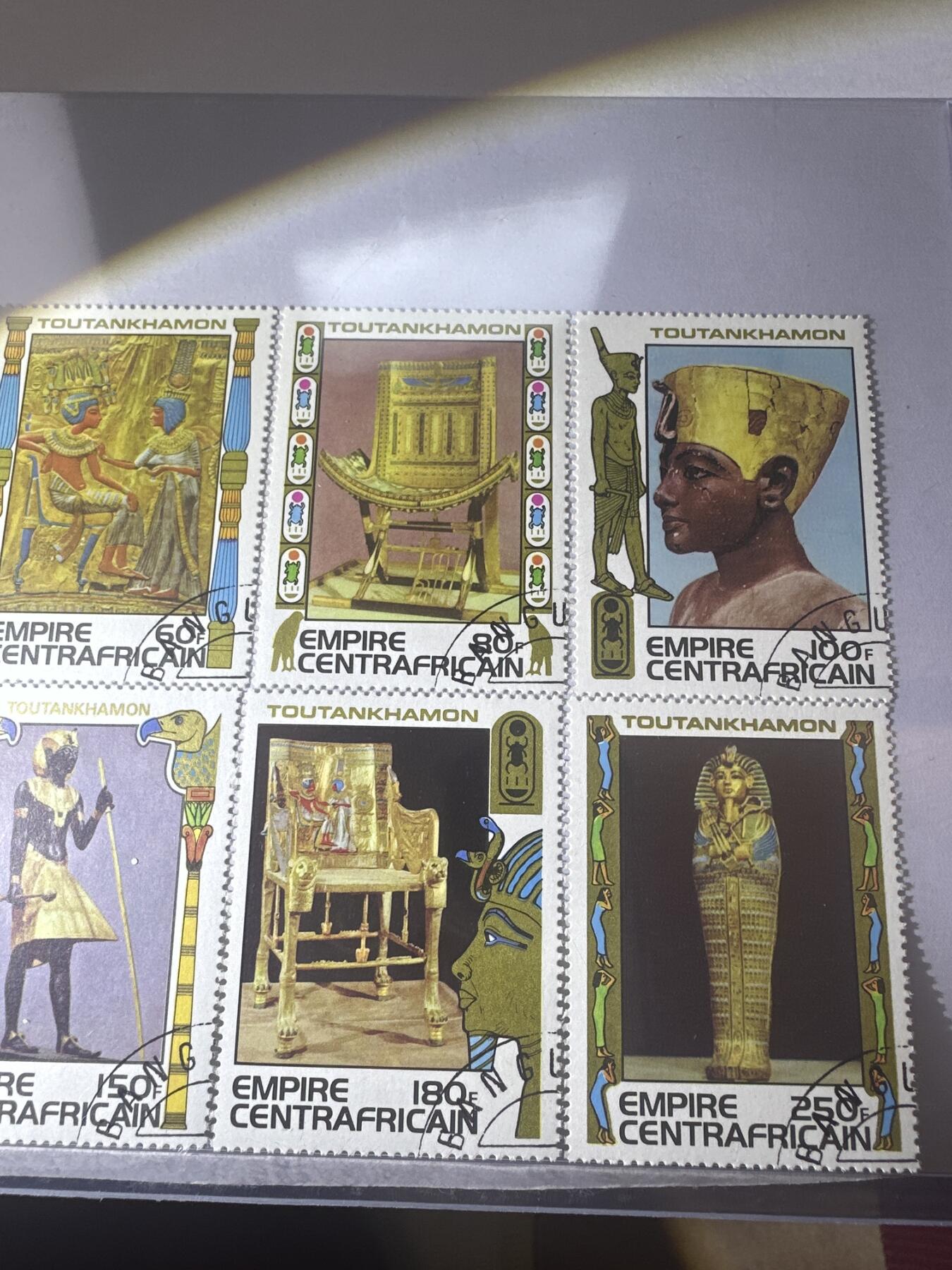 12.6邮票专场 中非1979年古埃及图坦卡蒙墓8全