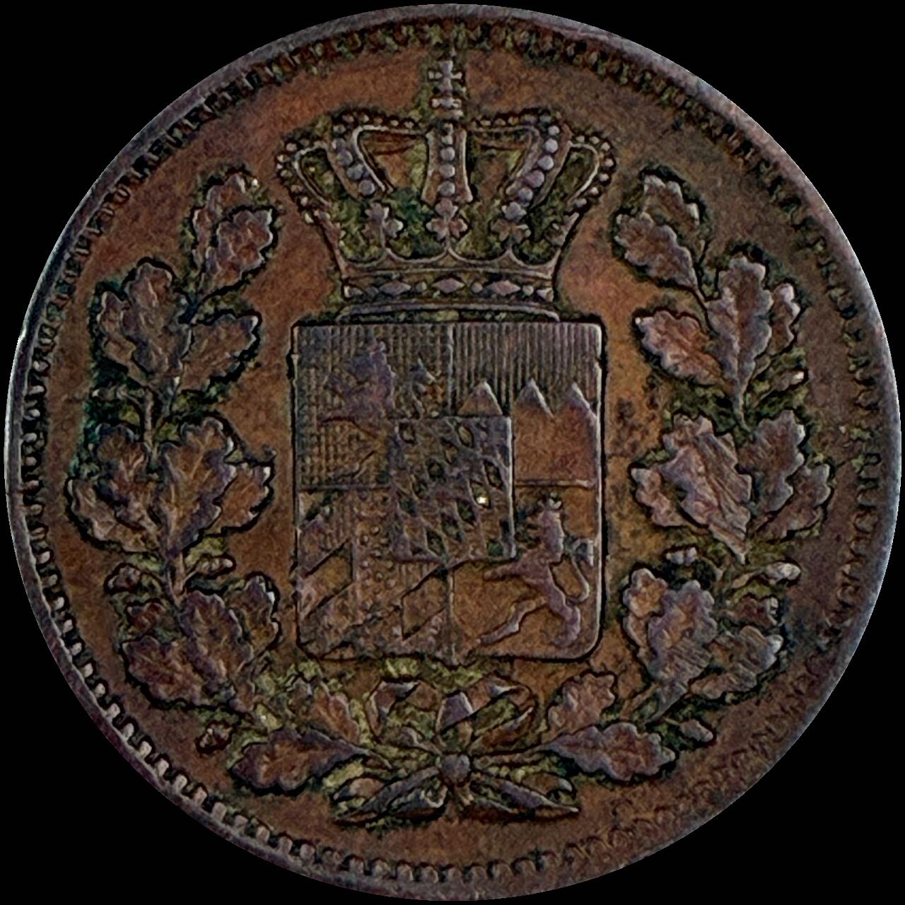 【雨安】【直播拍卖】【世界币章118期-裸币】2025-12-05 周五 19:30 保真 [裸币德国] Germany 德国 德意志 巴伐利亚 2芬尼 1864年