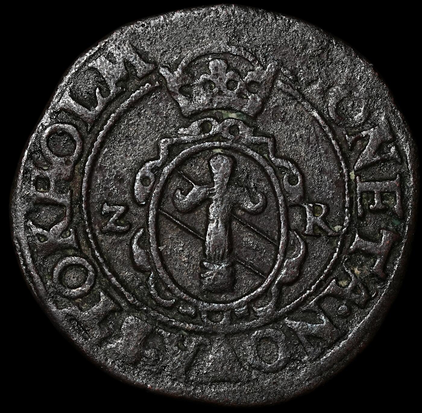 修遠堂世界钱币第九十六期 1573年瑞典2欧尔 带藏家手写标签 2.93g