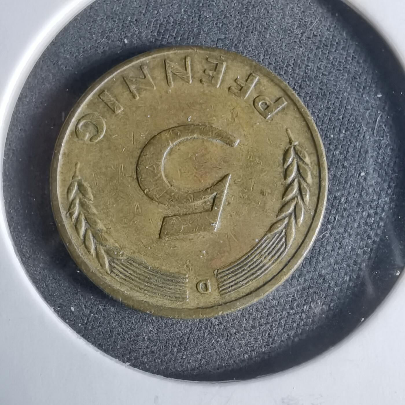 沼泽如烟--第921场 德国1949年5芬尼银行版