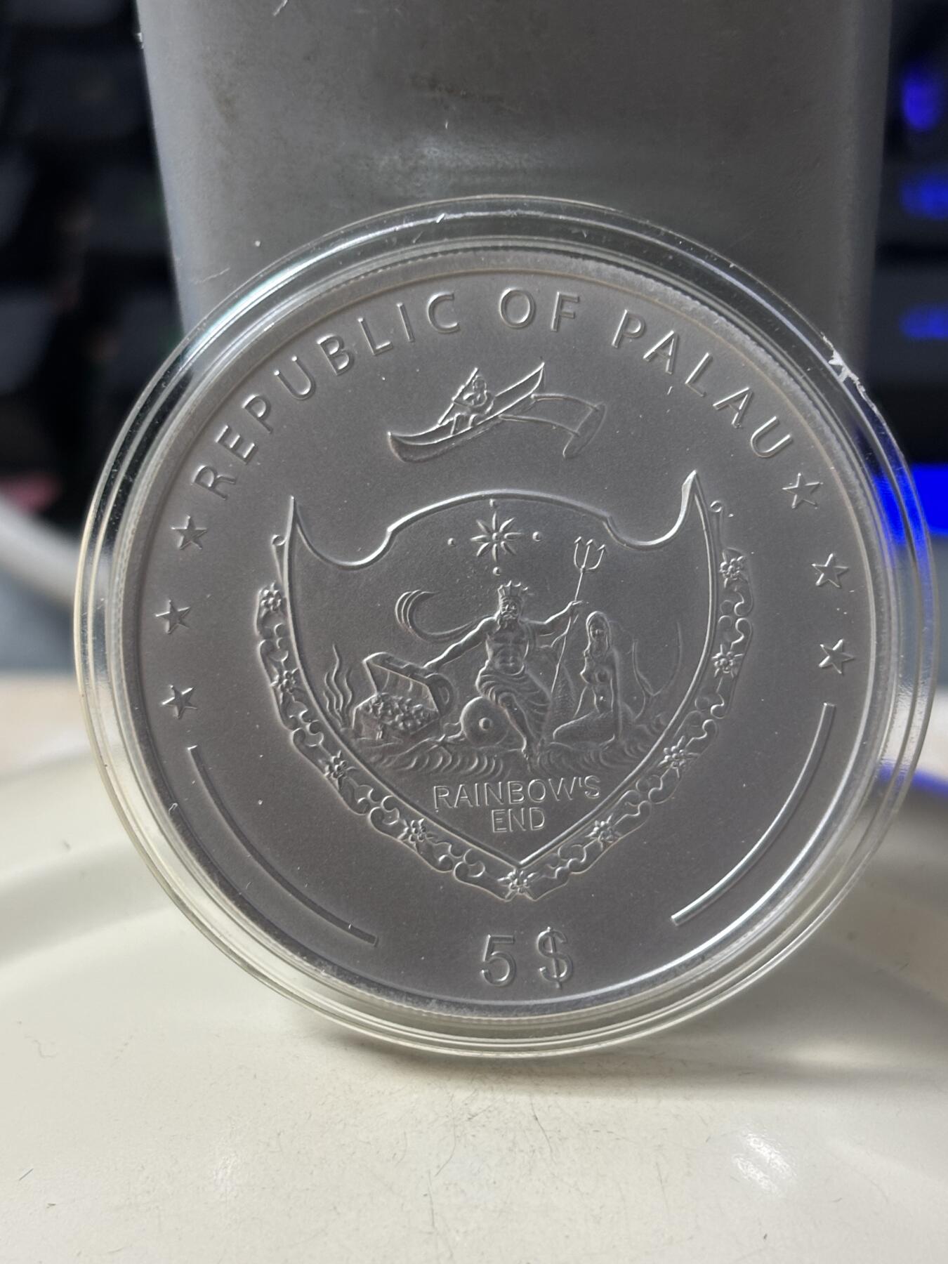 第184期拍卖 获奖帕劳2010年海浪的味道冲浪彩色纪念银币，925银，25克，发行量2500枚