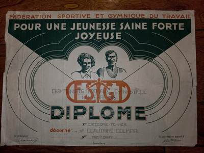 凯旋世界勋赏（第20期）（欢迎送拍）（对拍品有疑问请询问客服，不接受到手刀，出价默认拍品品相。请认真阅读拍卖规则！出价默认已认可！）（收到货请录制开箱视频，无视频概不处理问题。） - 1948年法国女子体操锦标赛的获奖文凭