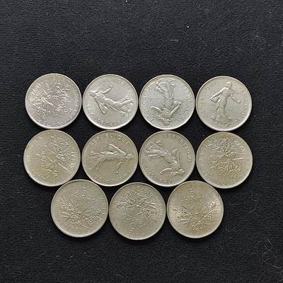 【全场包邮】纯粹捡漏拍483场（免费代拍第20场） - 【批量】法国各年份播种女神5法郎11枚一组