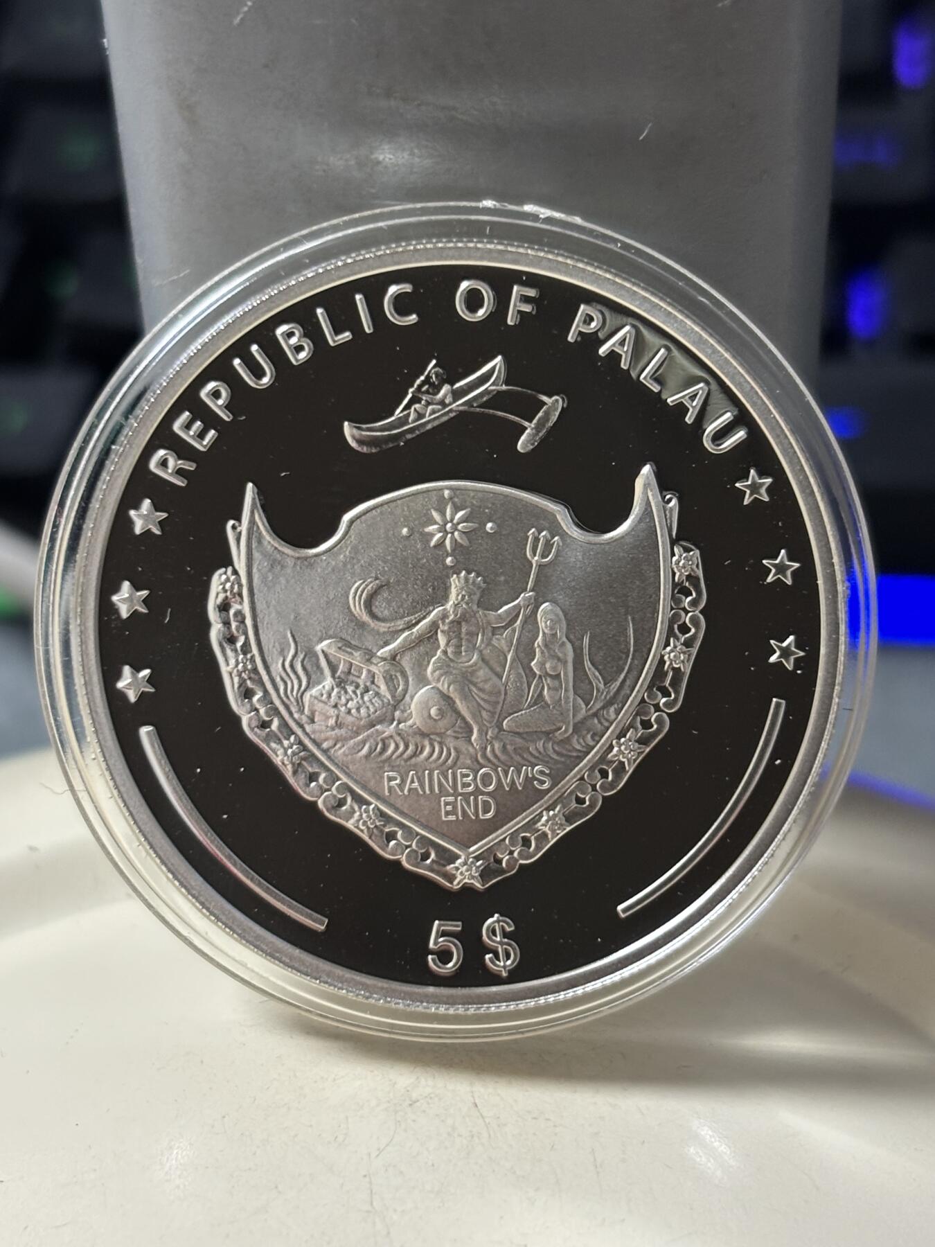 第184期拍卖 帕劳2011年珍珠系列镶嵌天然粉珍珠精制纪念彩银币，925银，25克银价321