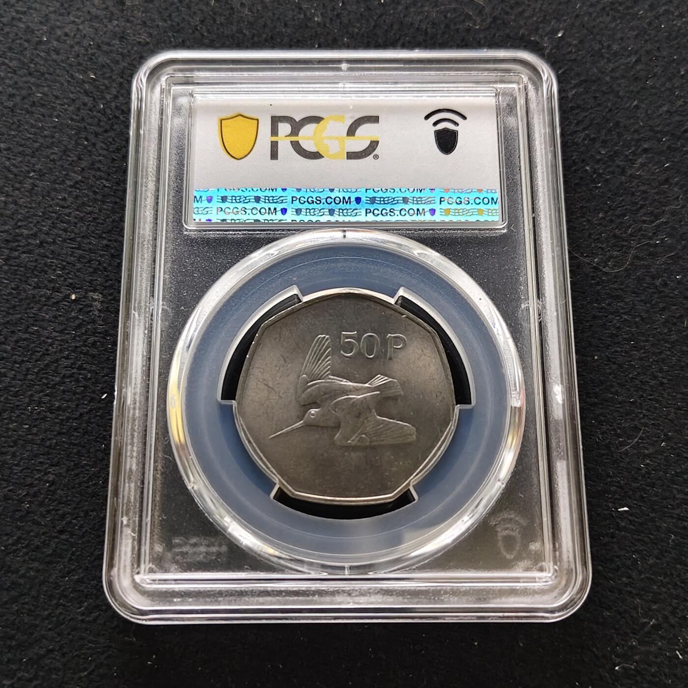 【全场包邮】纯粹捡漏拍483场（免费代拍第20场） 爱尔兰1971年国鸟蛎鹬50便士-PCGS MS64