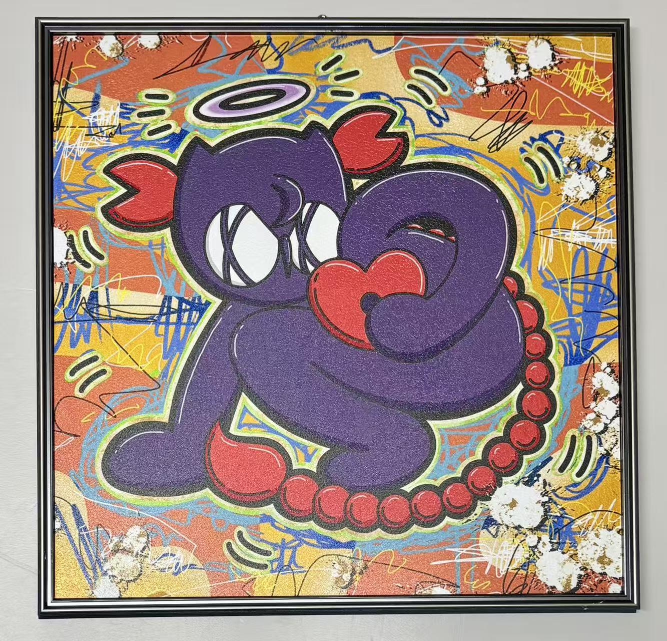 零元拍：歪歪 OWSON 系列作品装饰肌理画《十二星座-天蝎座》，相框尺寸35/35CM。因展品出展，镜框可能有轻微划痕，介意勿拍