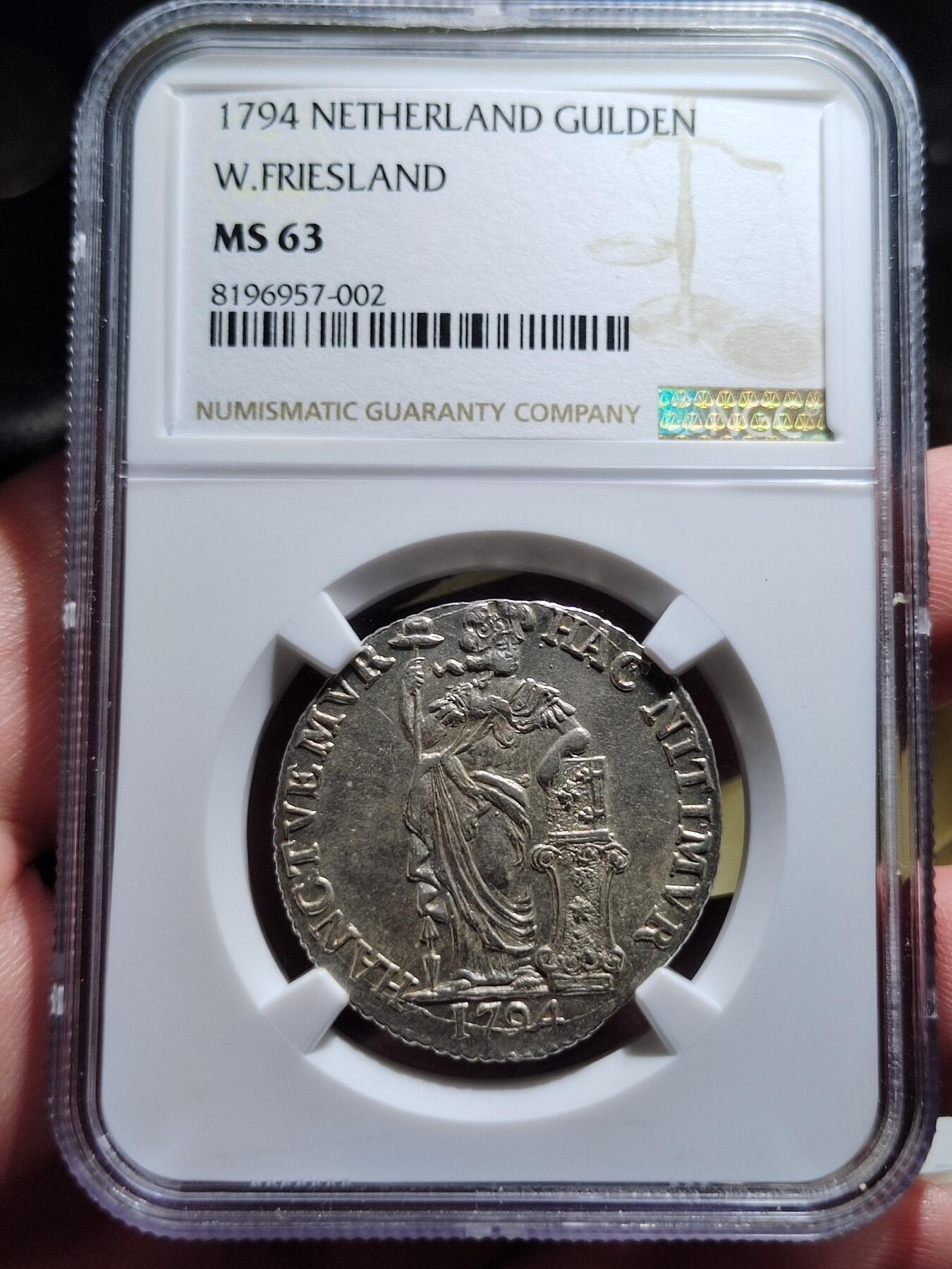 中外钱币第六场 NGC-MS63 荷兰1794年弗里斯兰1盾
