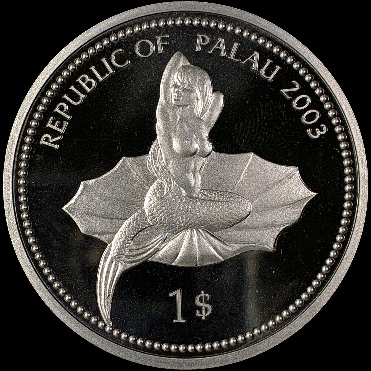 【雨安】【直播拍卖】【世界币章118期-裸币】2025-12-05 周五 19:30 保真 [现代裸币] Palau 帕劳 1元 2003年 保护海洋生物