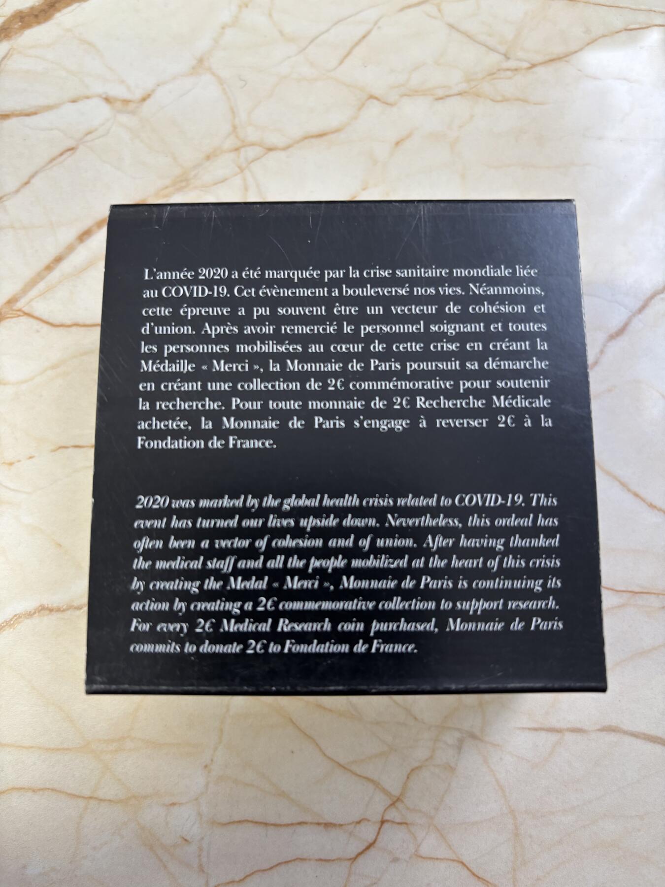 第184期拍卖 法国2020年医学研究精制双色纪念币，发行10000枚