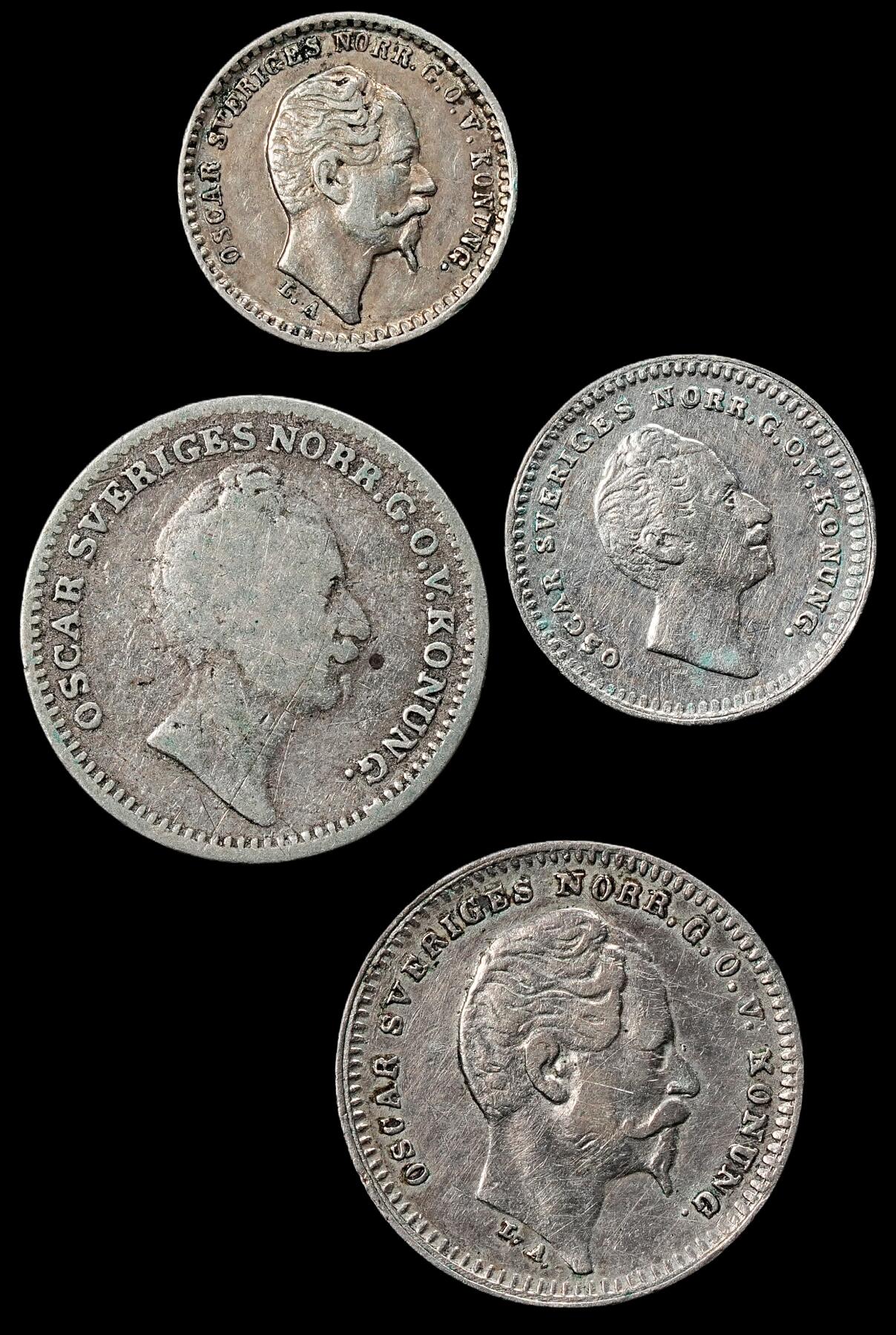 修遠堂世界钱币第九十六期 瑞典小银币一组 5.94g