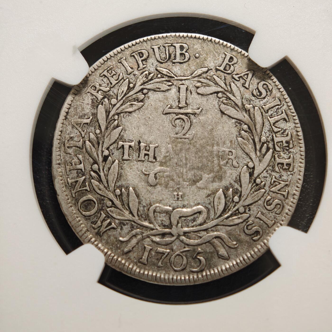 【德藏】世界币章拍卖第156期（拍品征集中~欢迎藏友联系） 冠军分！1765年 瑞士巴塞尔1/2老泰勒银币 NGC VF35 老泰勒出分不易 原味好状态