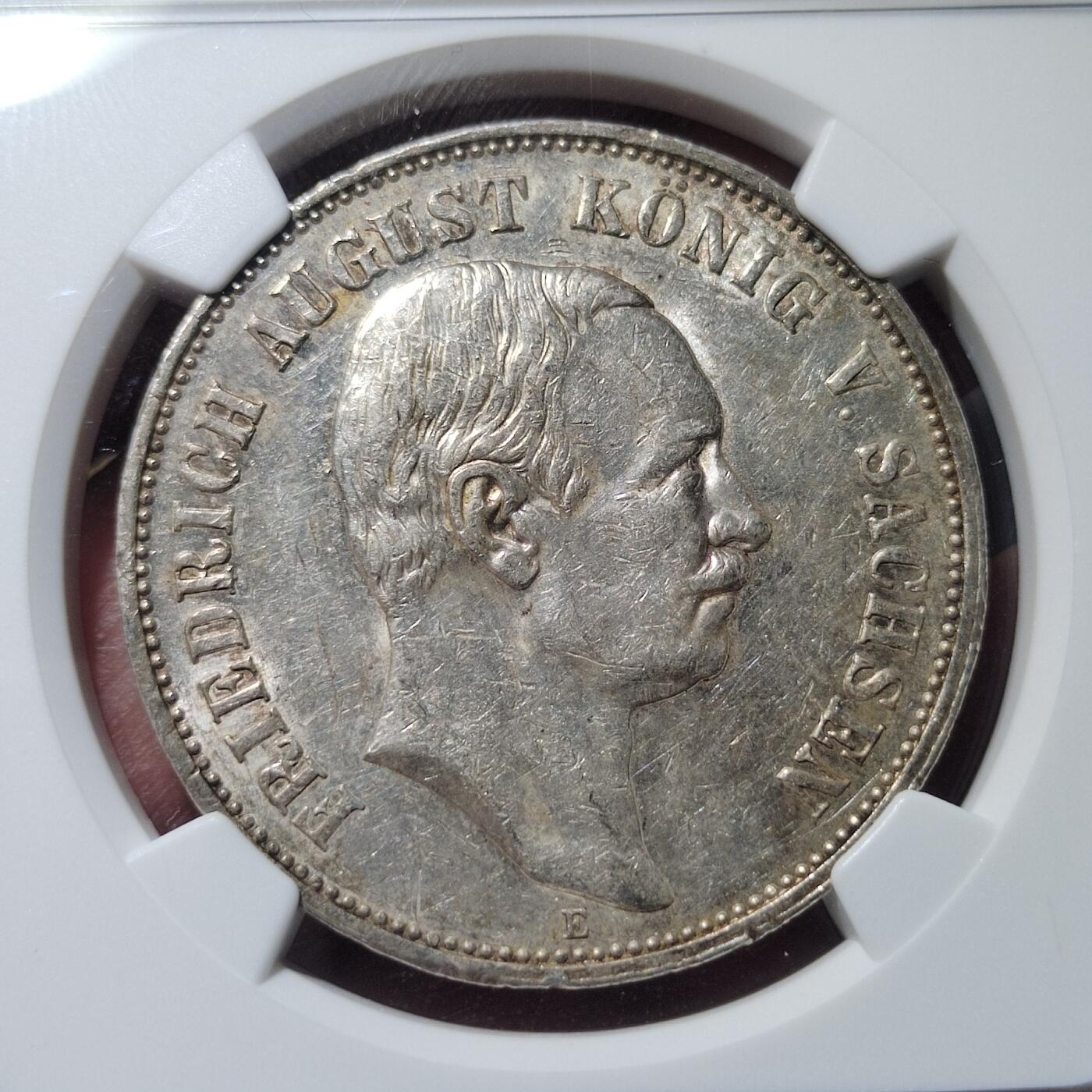 中外钱币第六场 NGC-AU50德国萨克森1914年5马克奥古斯特三世