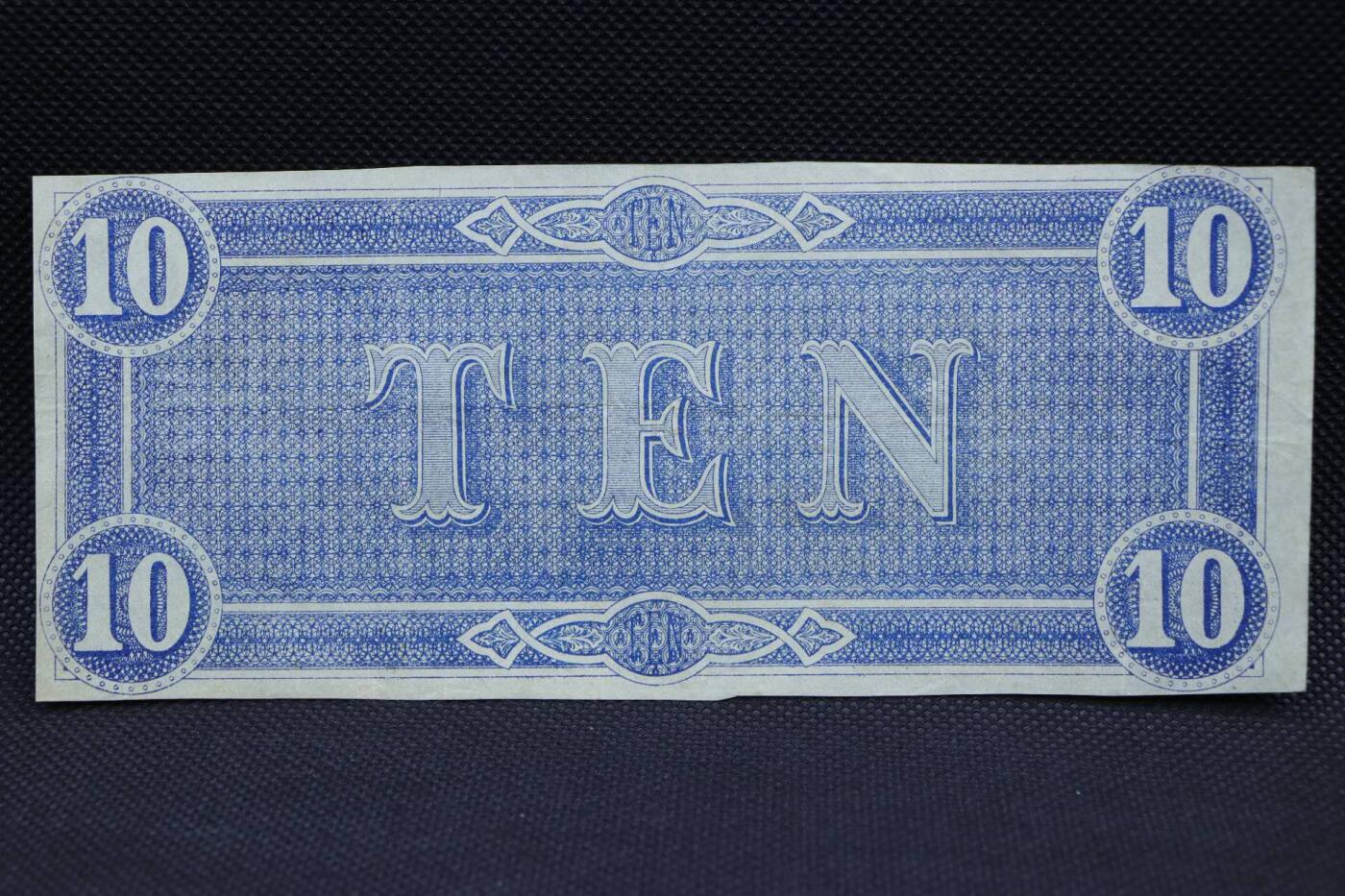 【淘币小摊】限时拍第八百二十一拍  纸币场  满百包邮可预留两周  周一统一发货   美国1864年内战时期10美金纸币【有折】