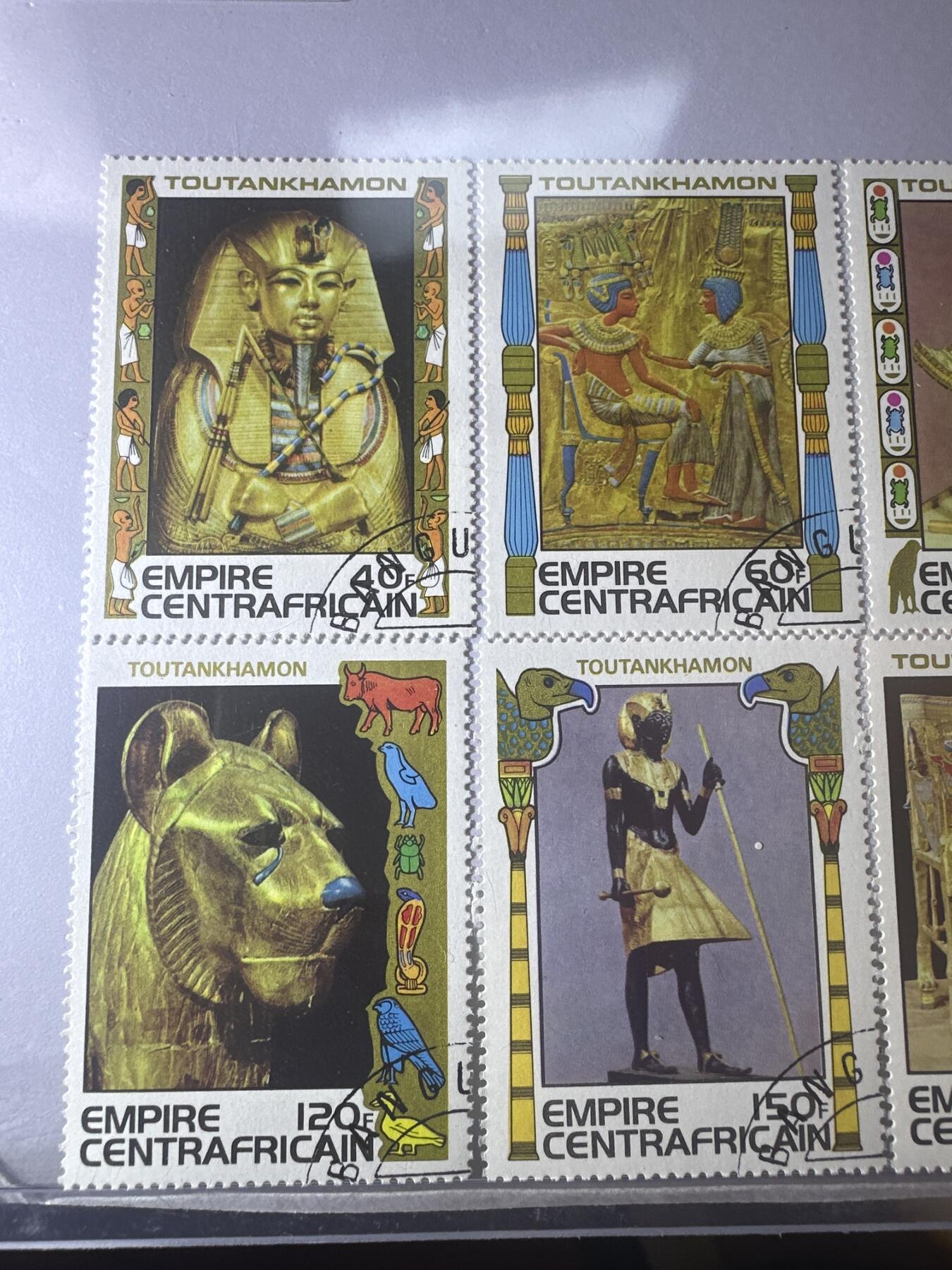 12.6邮票专场 中非1979年古埃及图坦卡蒙墓8全