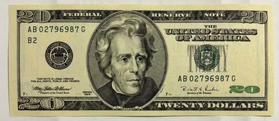 《外钞收藏家》第五百九十一期（畅拍场）（本平台长期征集拍品、欢迎藏友们联系合作） - 1996年 大头版 20美元 首发 实物图 号码无4