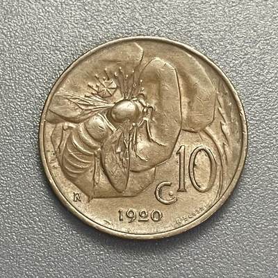 回流1208 - 意大利1920年10分 伊曼纽尔三世/罂粟花上的蜜蜂