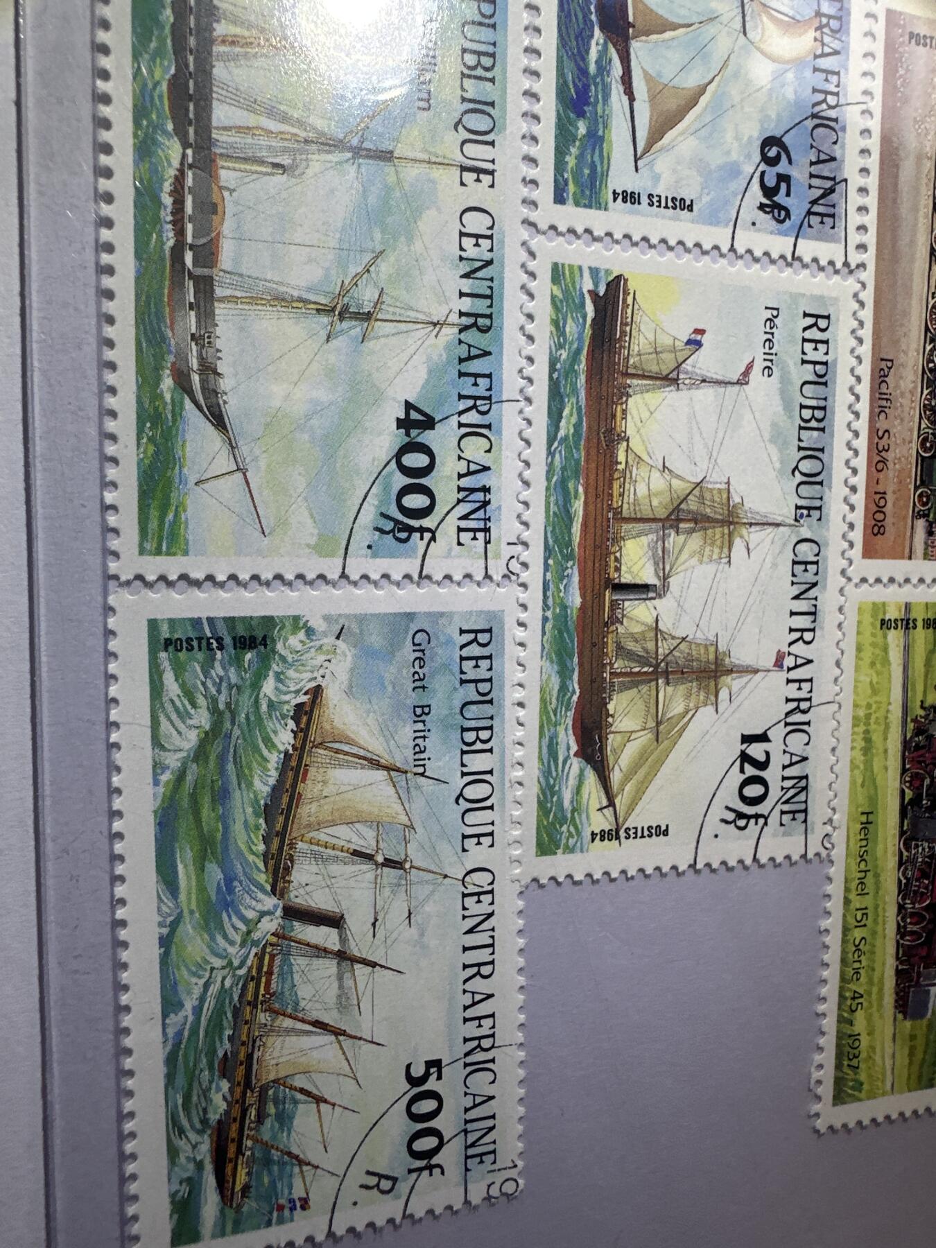 12.6邮票专场 中非1984年火车、轮船发展史10全