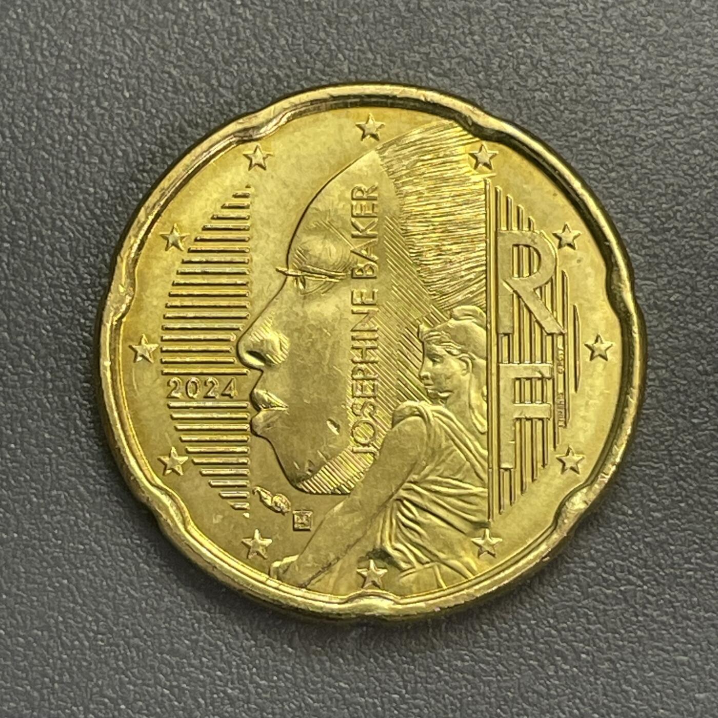 回流1208 全新法国2024年新版20欧分 约瑟芬·贝克