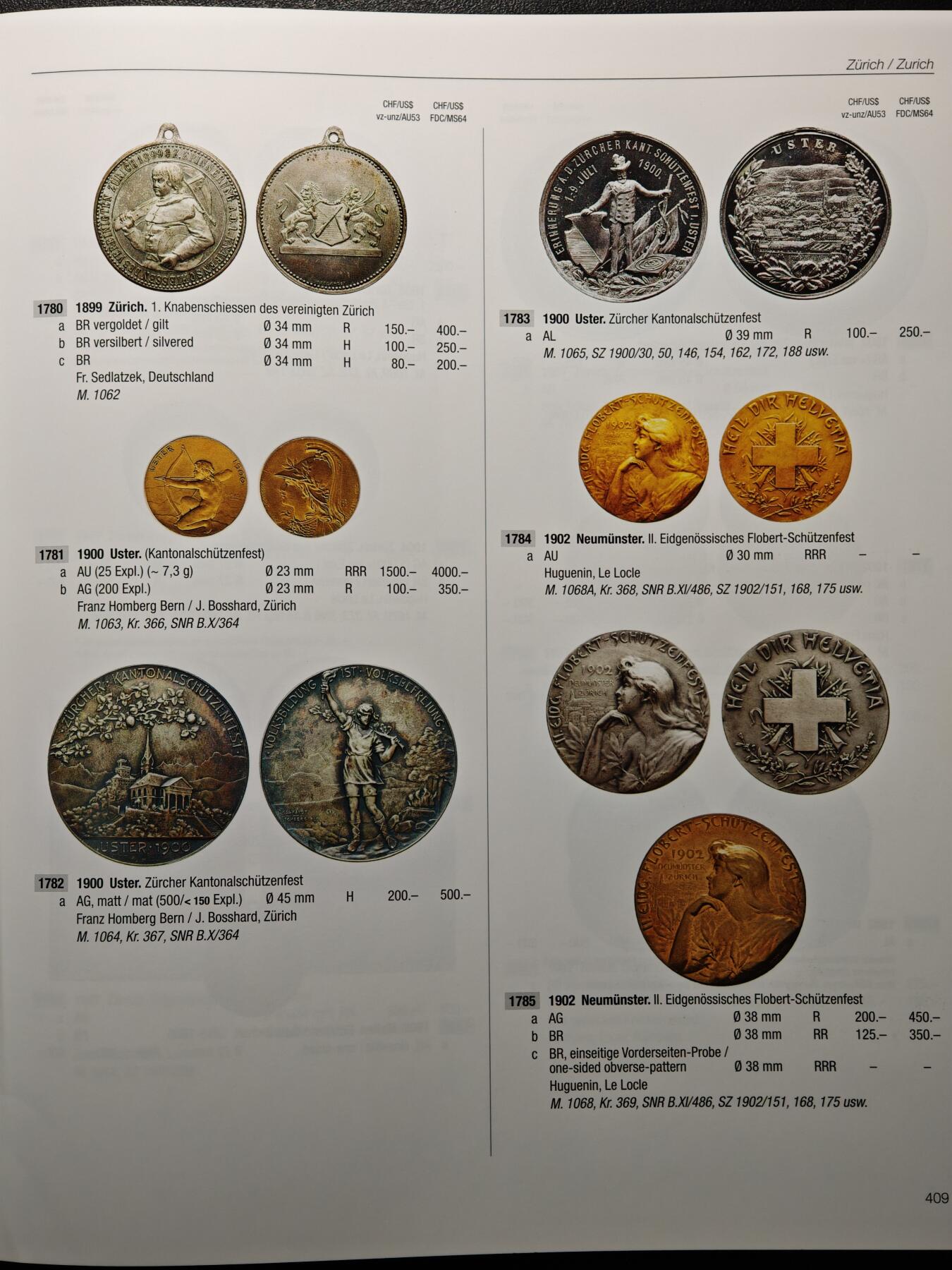 【德藏】世界币章拍卖第156期（拍品征集中~欢迎藏友联系） 97新 瑞士射击节币章目录德文版 超大开本 厚重精装硬壳 评级公司同款参考目录 全书约564页